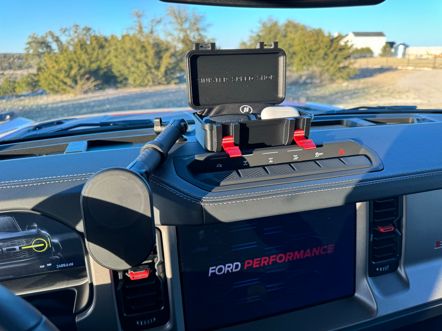 Bronco box storage caddy with 20mm ball mount arm.