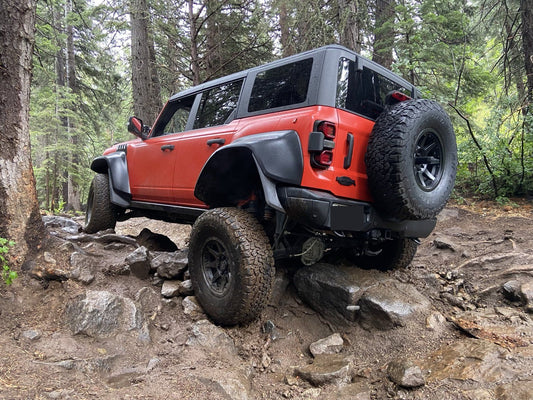 Full image of spare tire offset bumpers mounted on Bronco Raptor  Edit alt text