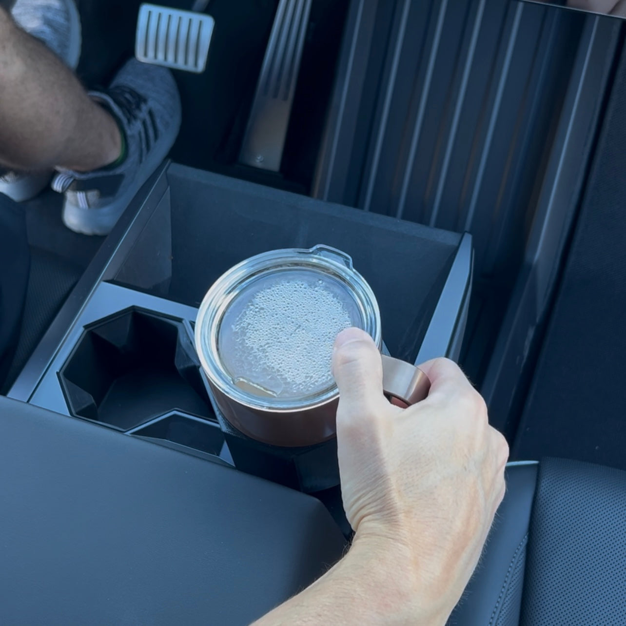 Cybertruck coffee cup adaptor and mug holder.